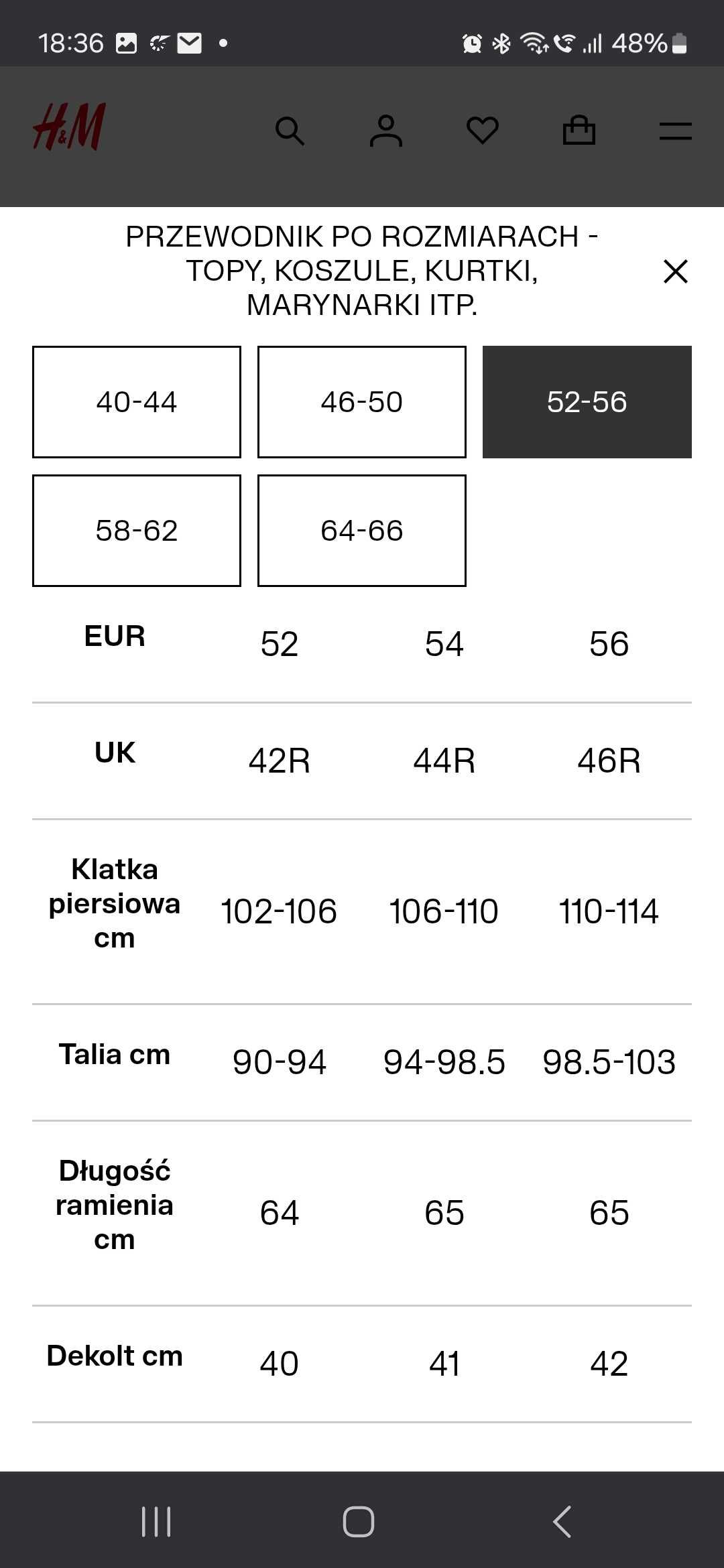 Garnitu męski firmy H&M