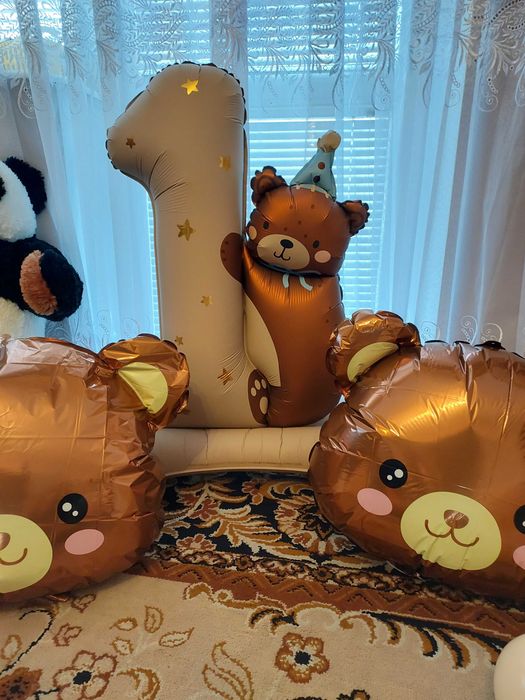Balony dekoracyjne foliowe 4 szt + girlanda roczek+100szt. balonów