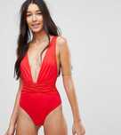 Купальник Asos, размер L. Сдельный слитный, с глубоким вырезом.