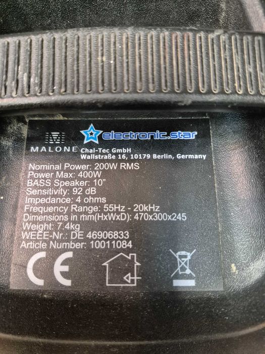Kolumna aktywna Malone 10" 400W; Madej S.C. Igielna Jasło