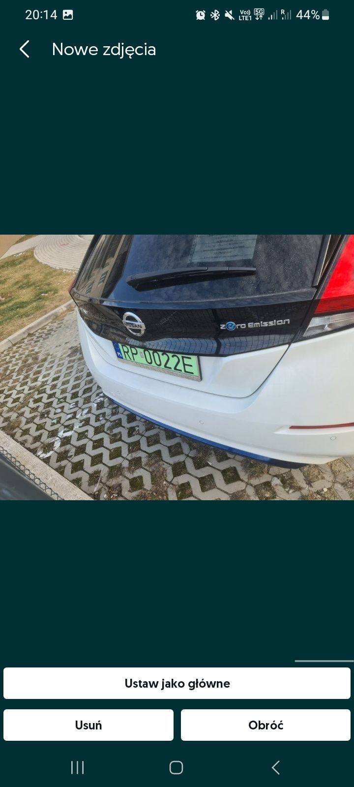 Nissan Leaf najbogatsza wersja Tekna Biała perla 2019r. OC i PT na rok