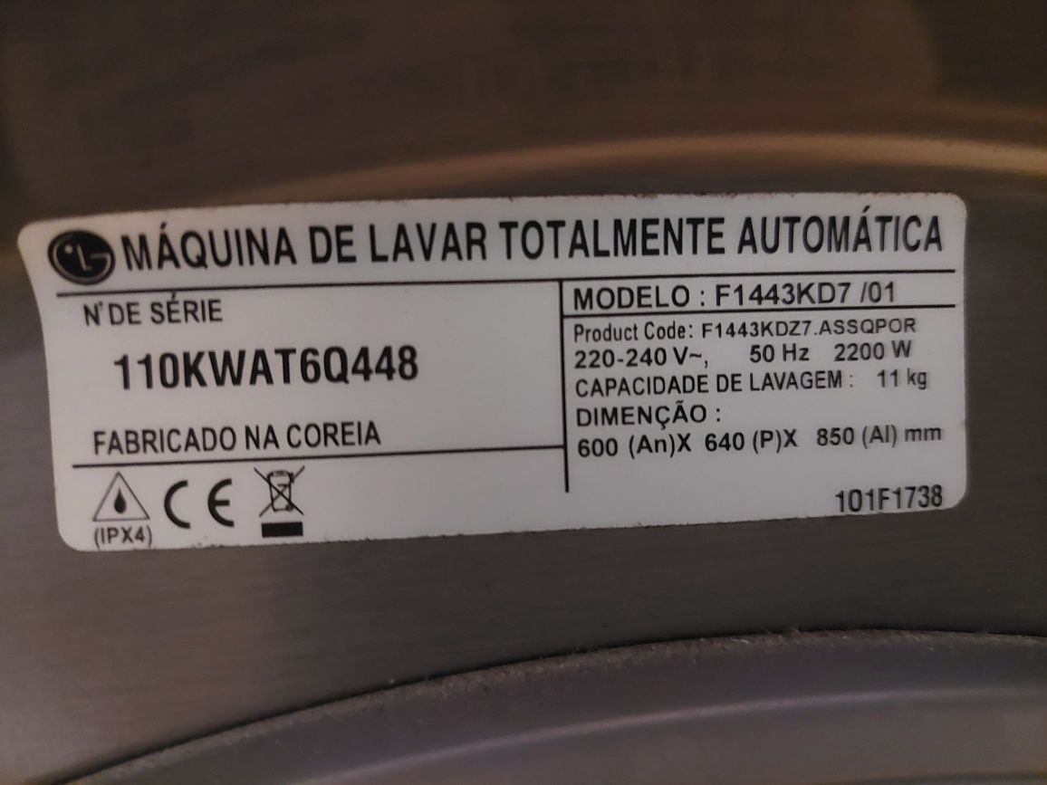 Peças Máquina lavar roupa LG  de 11kg.