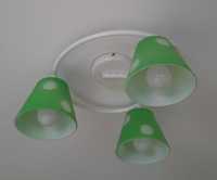 Lampa sufitowa zielona w kropki trzy klosze