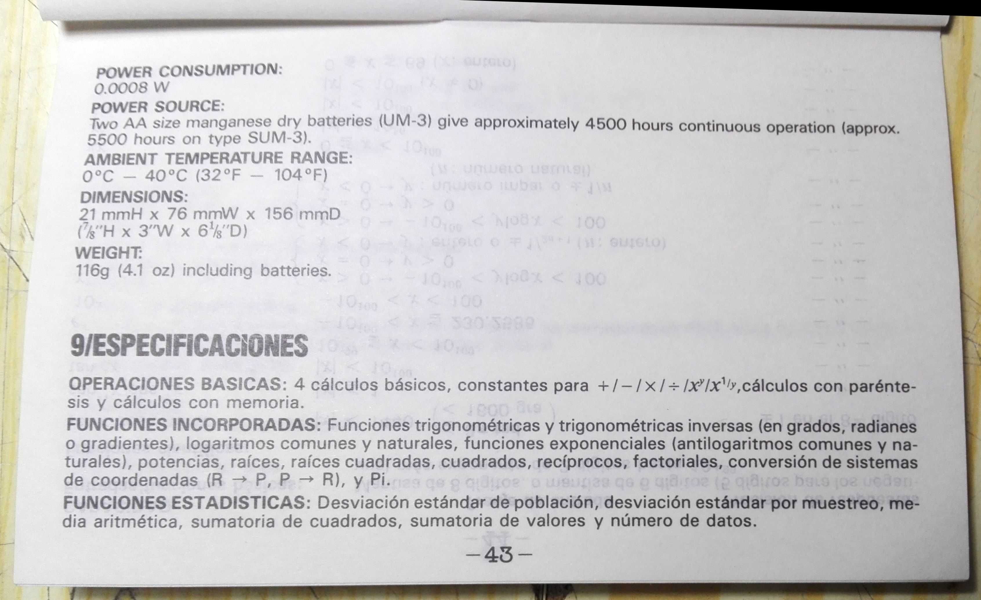 Calculadora CASIO fx-82A