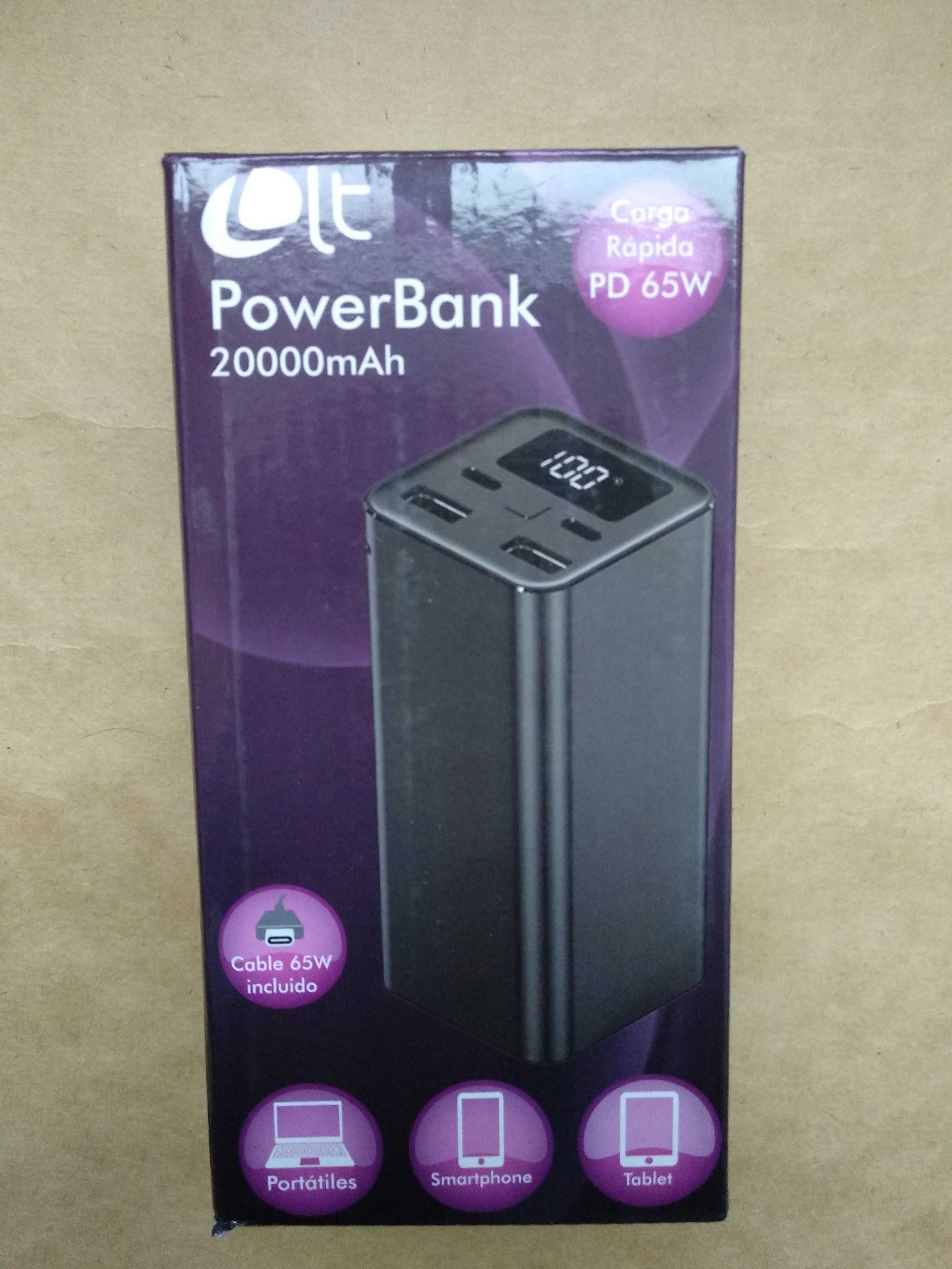 PowerBank 20000mAh USB-C PD 65W для ноутбуків, планшетів, телефонів.