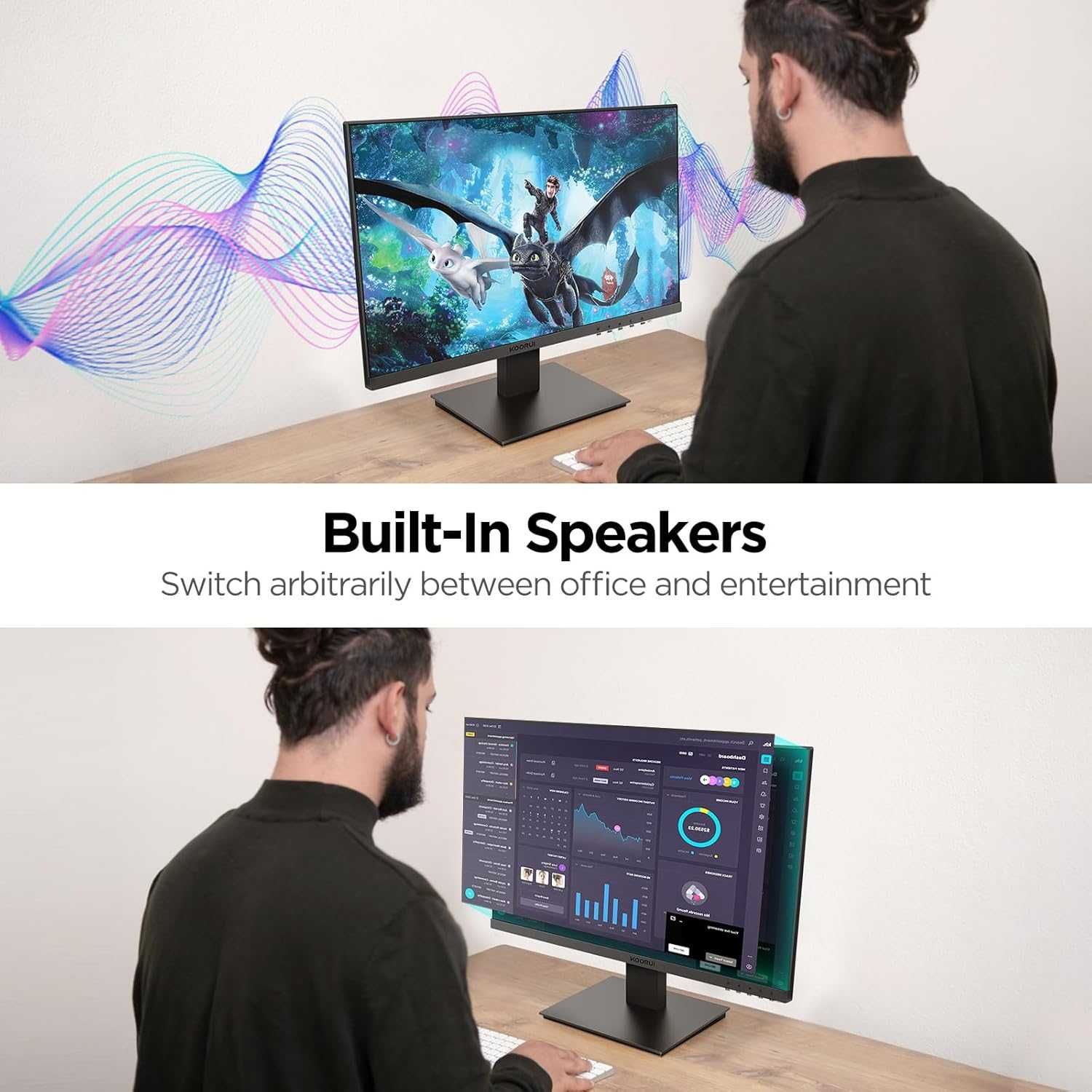 Ecran 24", altofalantes, IPS, Full HD (1920 x 1080), HDMI 1,4 e VGA