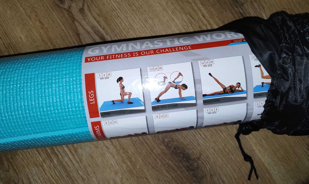 Mata do ćwiczeń jogi karimata z pokrowcem 173 x 61 x 0,4 cm turkusowa