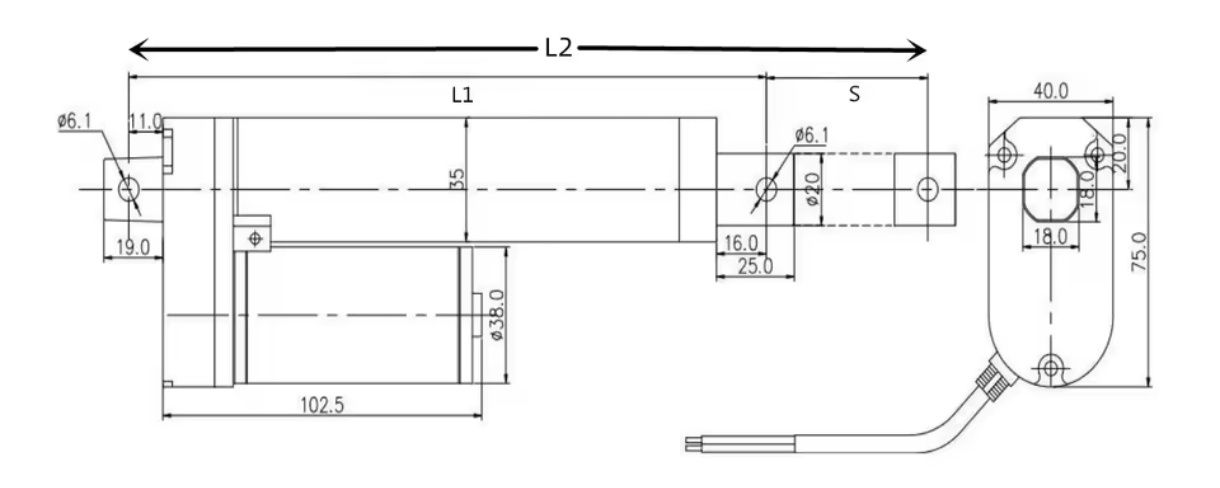 Siłownik liniowy 12V 800N 100mm nowy