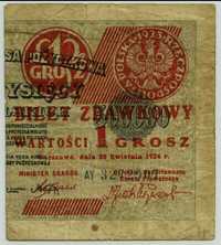 1 grosz bilet zdawkowy 1924 prawy