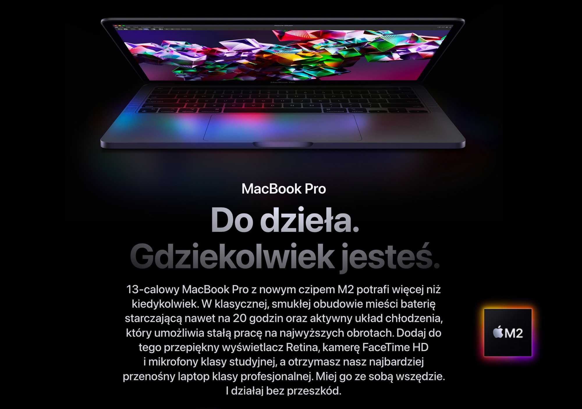 NOWY Apple MacBook Pro 13 M2 16RDZ 256GB TouchBar GW+UBEZP 3LATA FV23%