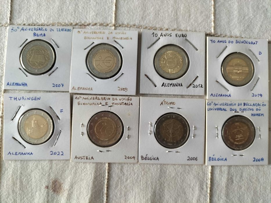 63 moedas de 2 euros todas diferentes