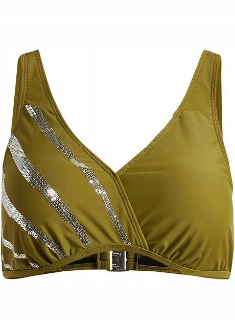 B.P.C biustonosz bikini oliwkowy ze srebrnymi cekinami r.75B