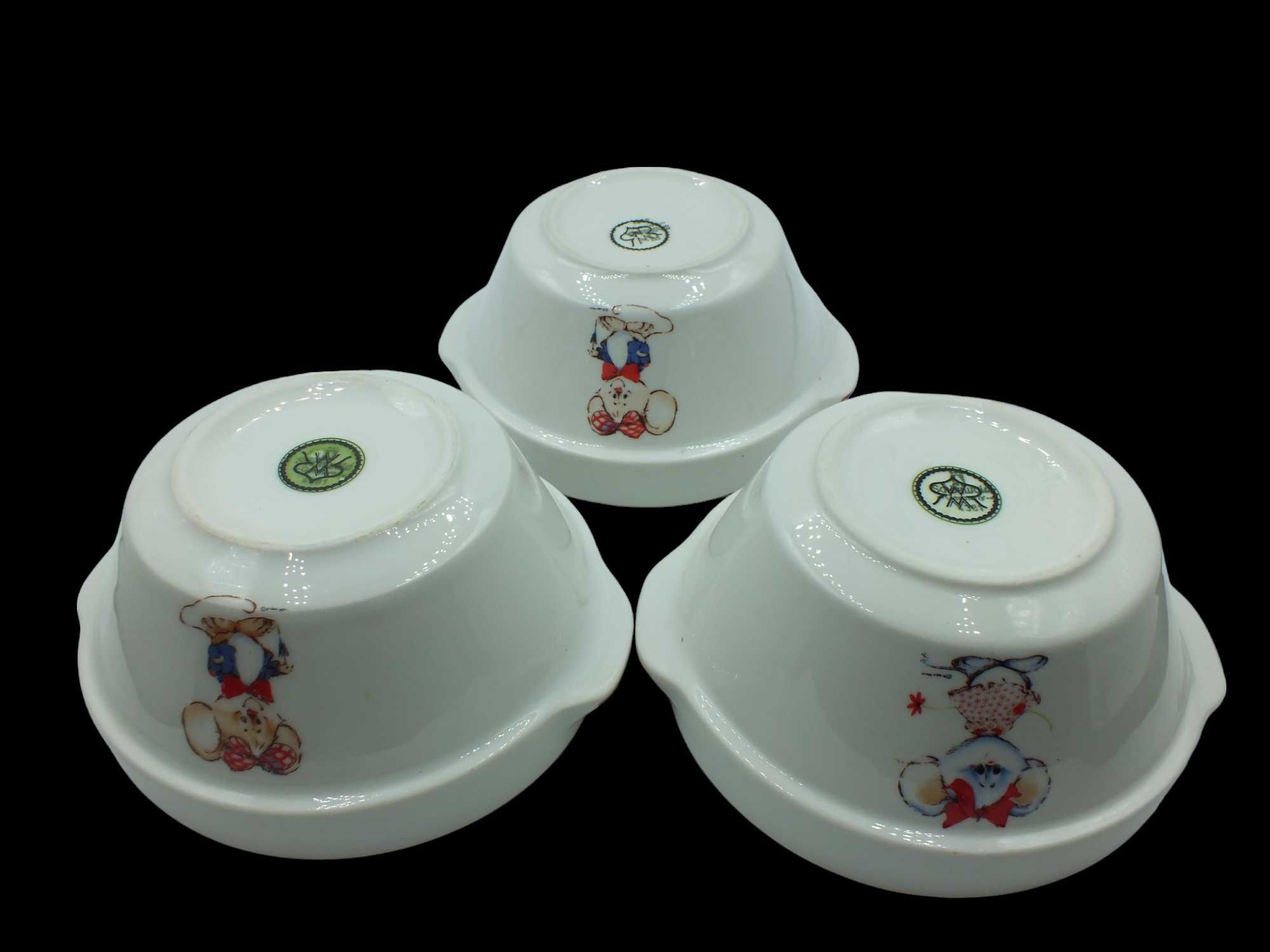 Miski kokilki porcelana dziecięcy dekor  3 szt  b251112