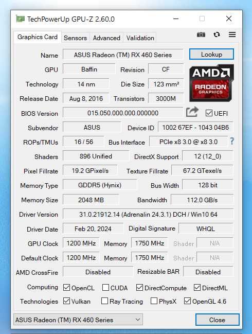 Radeon RX 460  Dual 2GB GDDR5