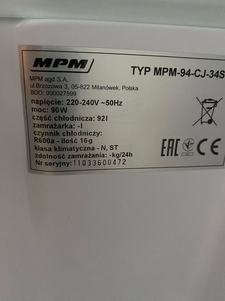 Mała lodówka chłodziarka MPM