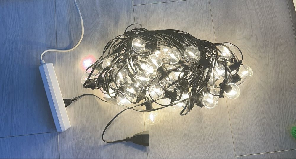 Girlanda Świetlna Lampki Zewnętrzne Wodoodporne 50 żarówek 30metrów