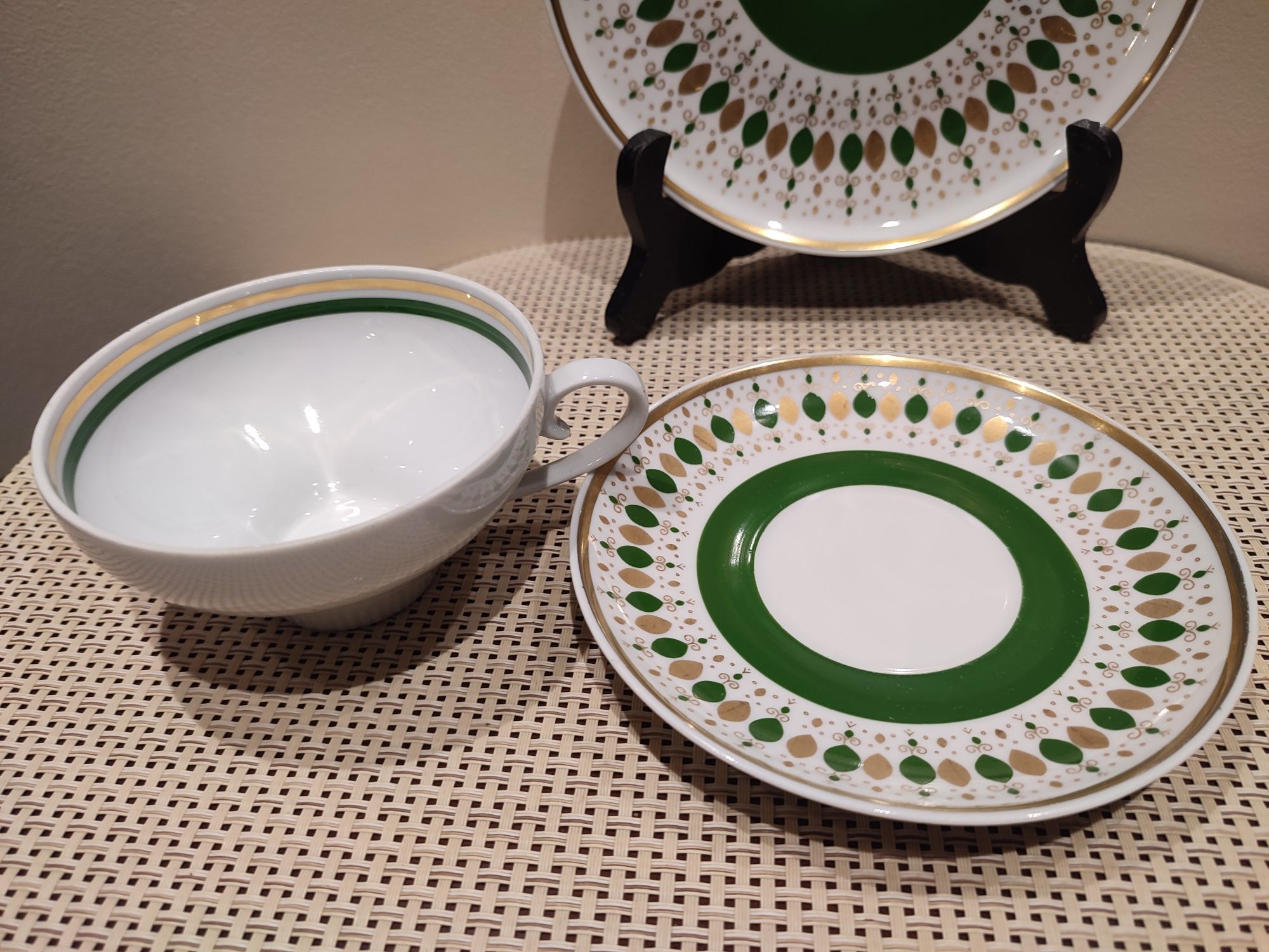 Śliczne stare trio porcelana Weisswasser