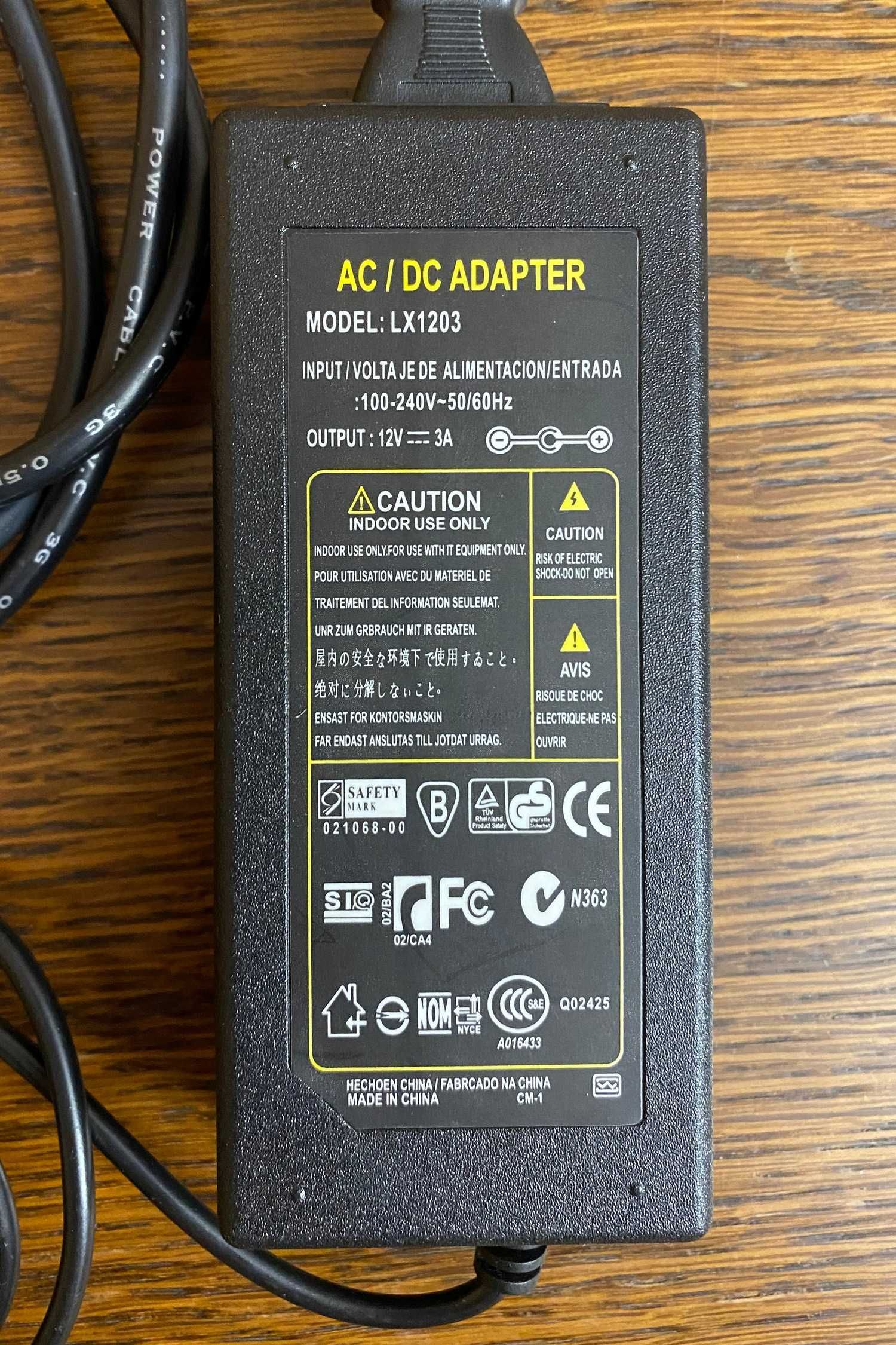 Блок питания LX1203 АС/DC adapter 100-240 V, 50-60 Нz, 12 V, 3 A