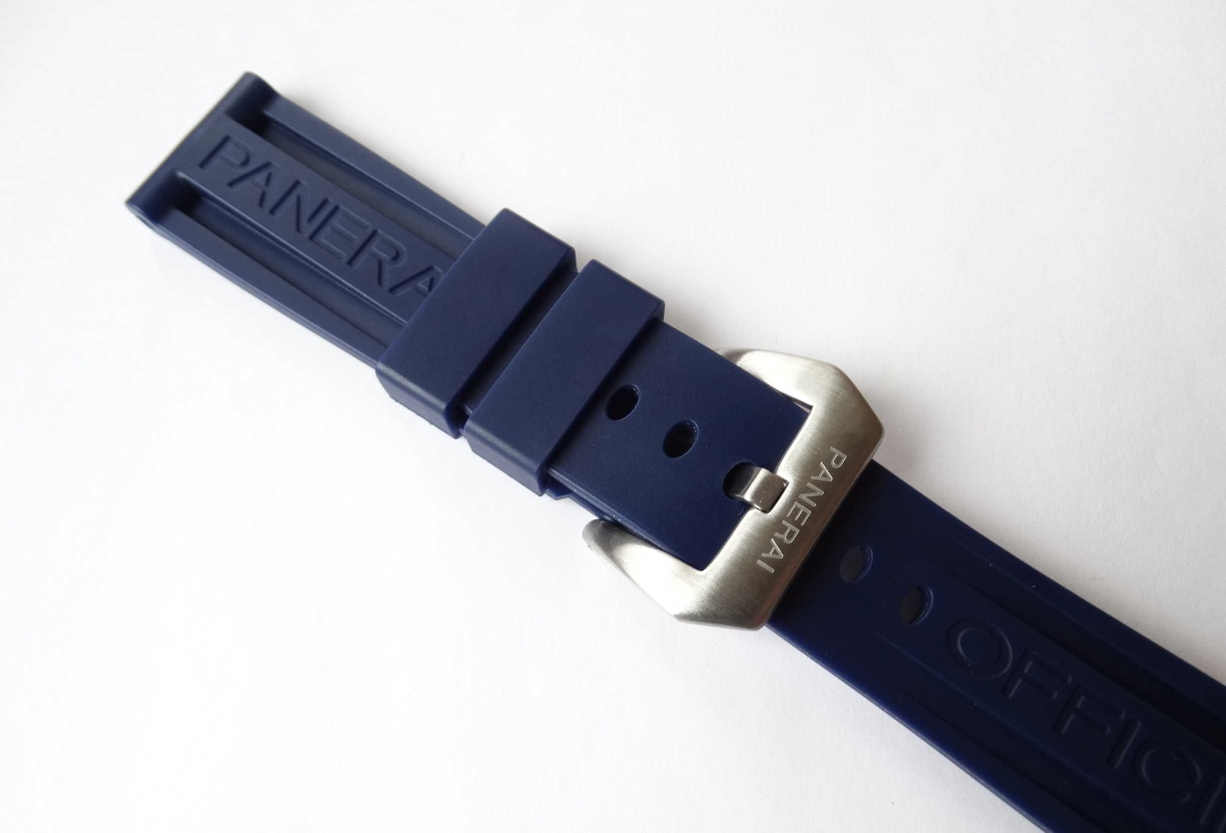 Granatowy pasek silikonowy 24mm do zegarka Panerai PAM gumowy