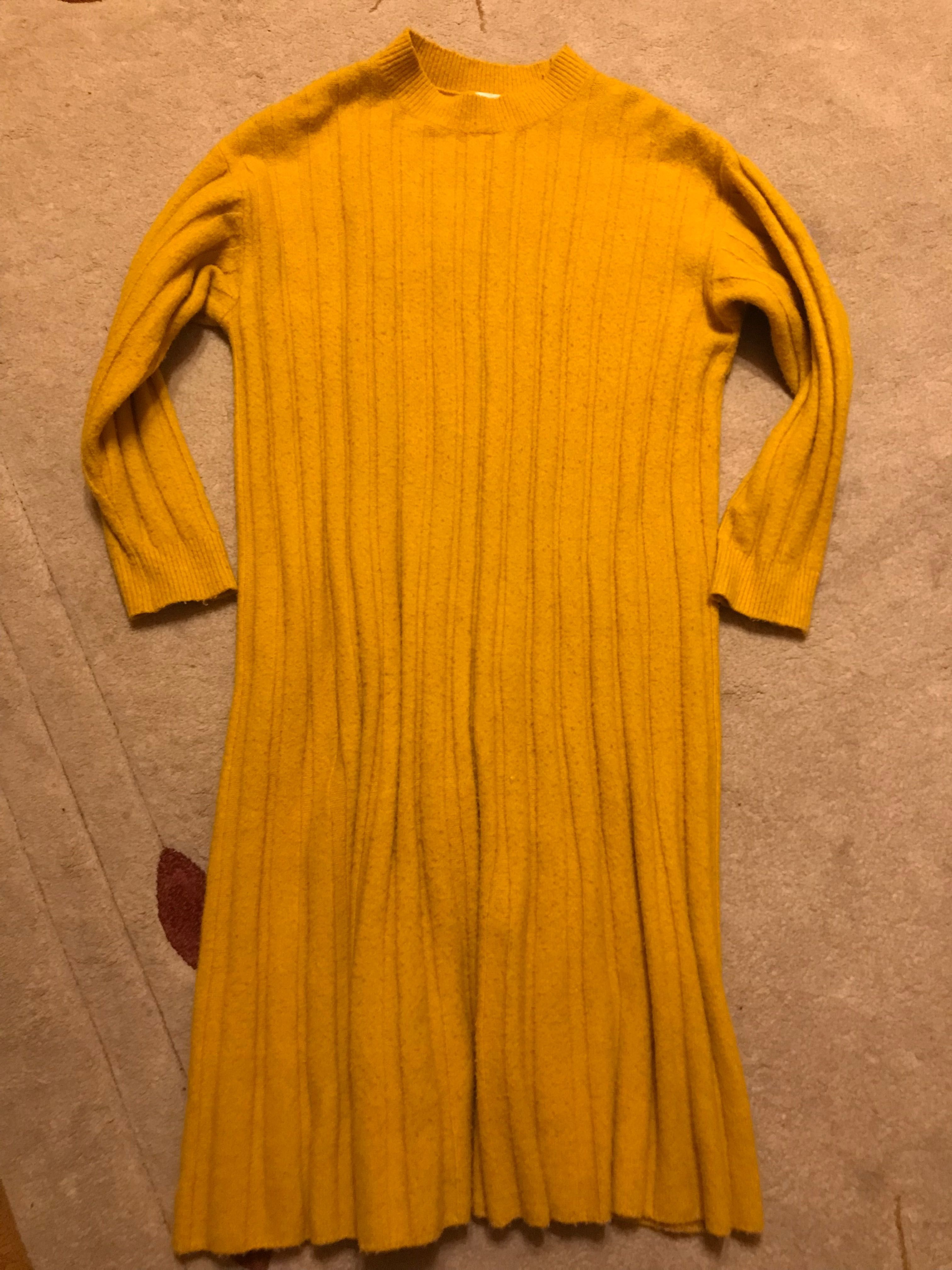 Pomarańczowa sukienka midi, H&M, roz. L