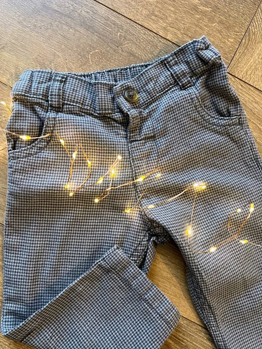 Spodnie F&F FF 68 74 grafit grafitowe czarne w pepitkę pepitka