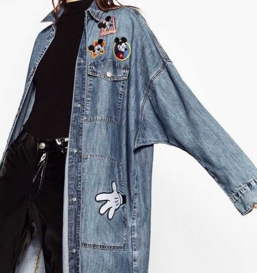 Zara jeansowy, dżinsowy płaszcz z Myszka Miki, Disney Mickey S, M , L