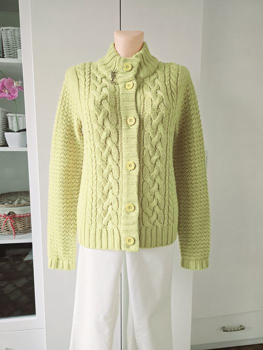 Sweter cytrynowy zapinany półgolf 40/42