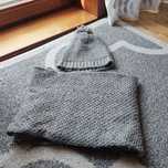 Szary komplet damski. Czapka i komin. H&M.
