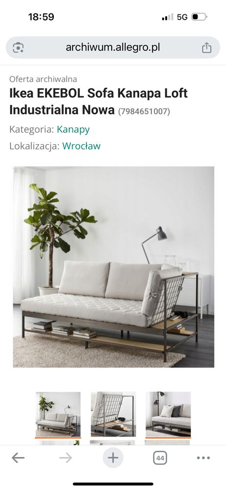 Ikea EKEBOL sofa kanapa loft industrialna