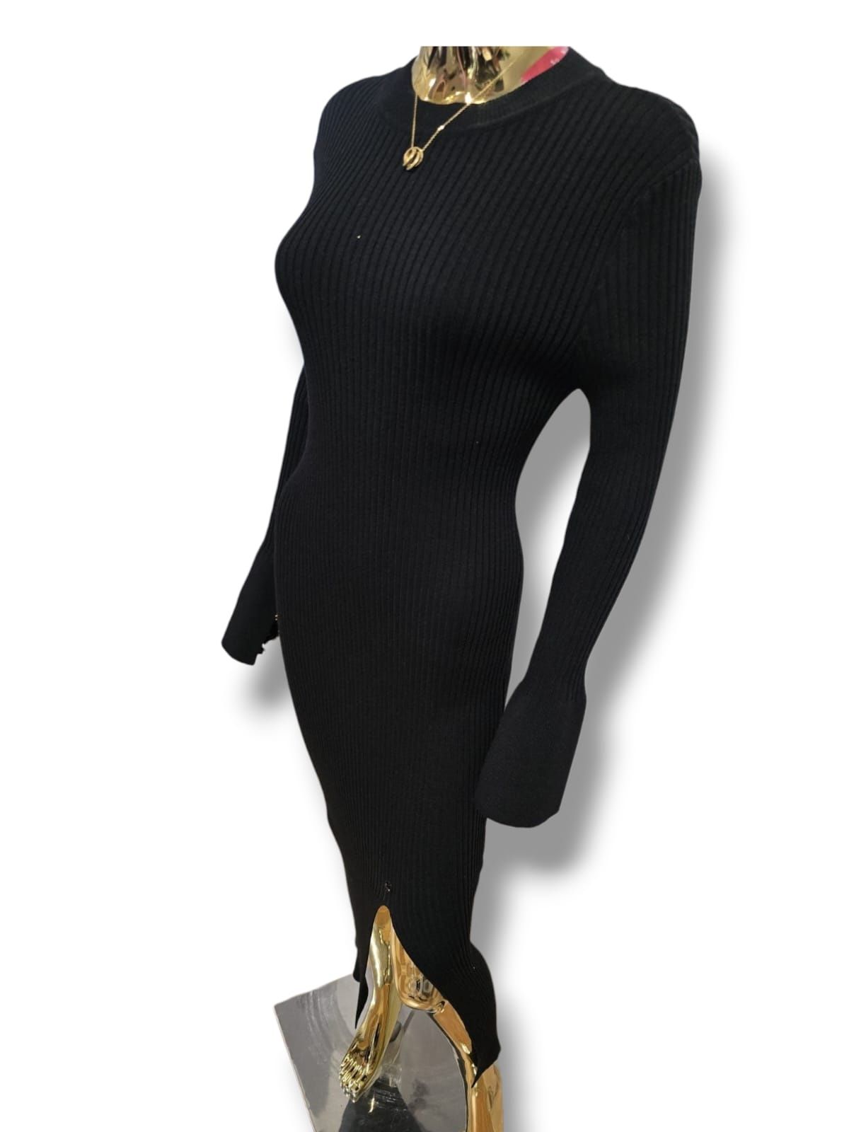 Sukienka czarna MIDNIGHT ELEGANCE prążkowana Bastet rozmiar uniwersaln