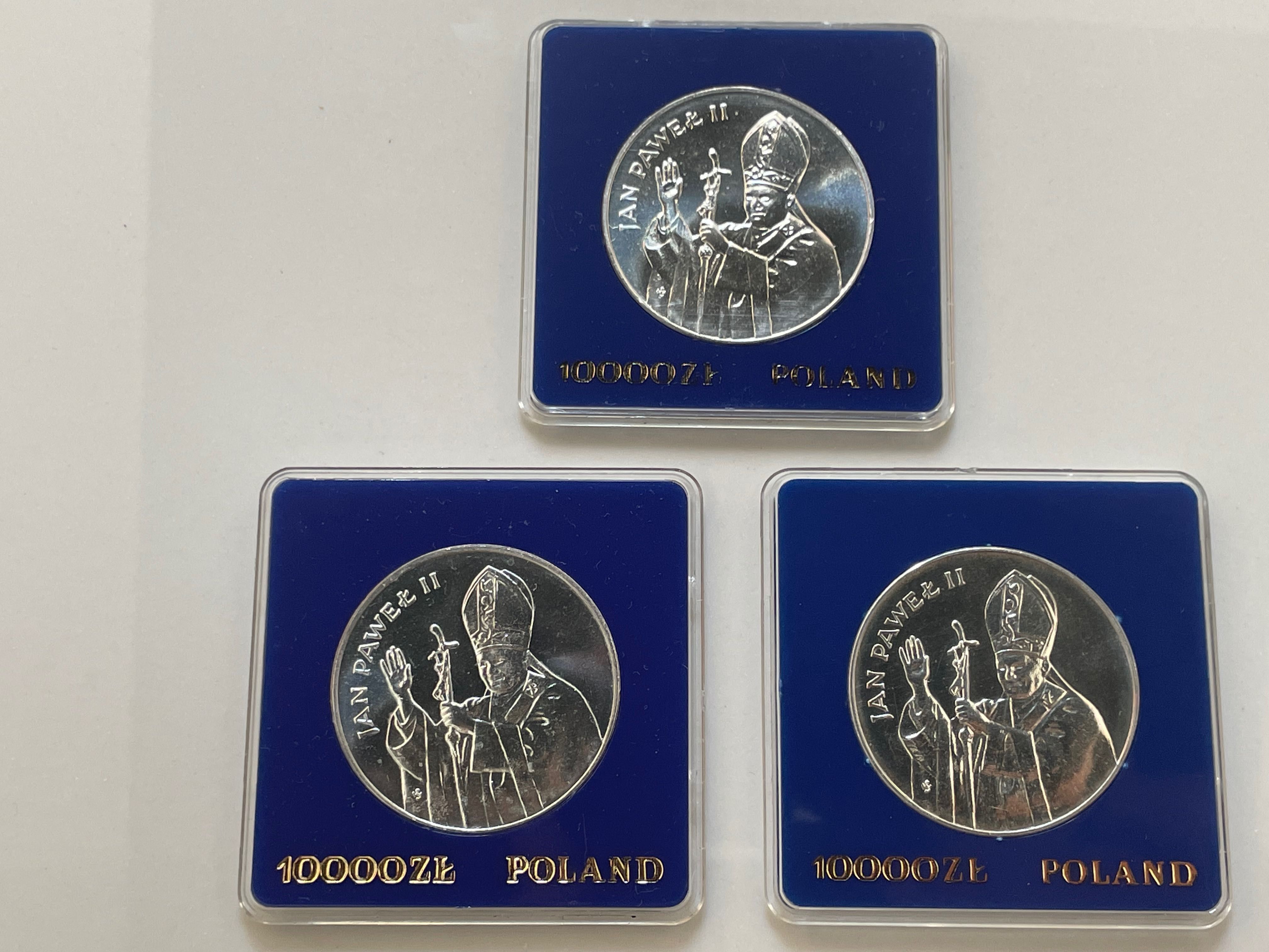Zestaw 3 szt. 10000 zł Jan Paweł II 1987 (oryginalne kapsle PRL)