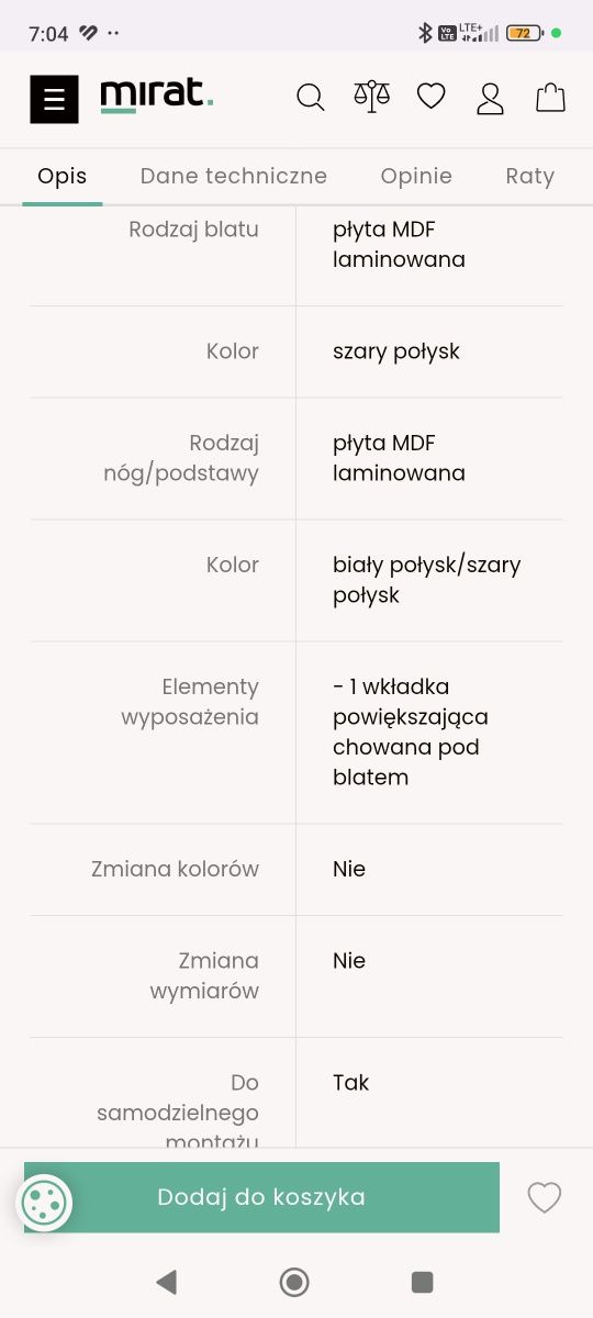 Stół rozkładany xenon