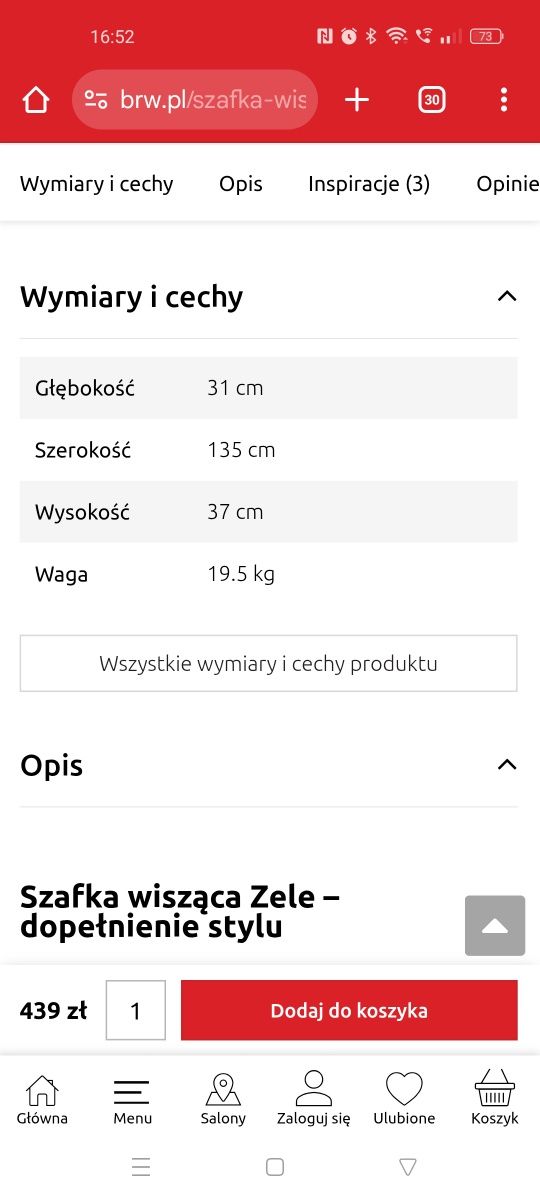 Szafka wisząca Zele