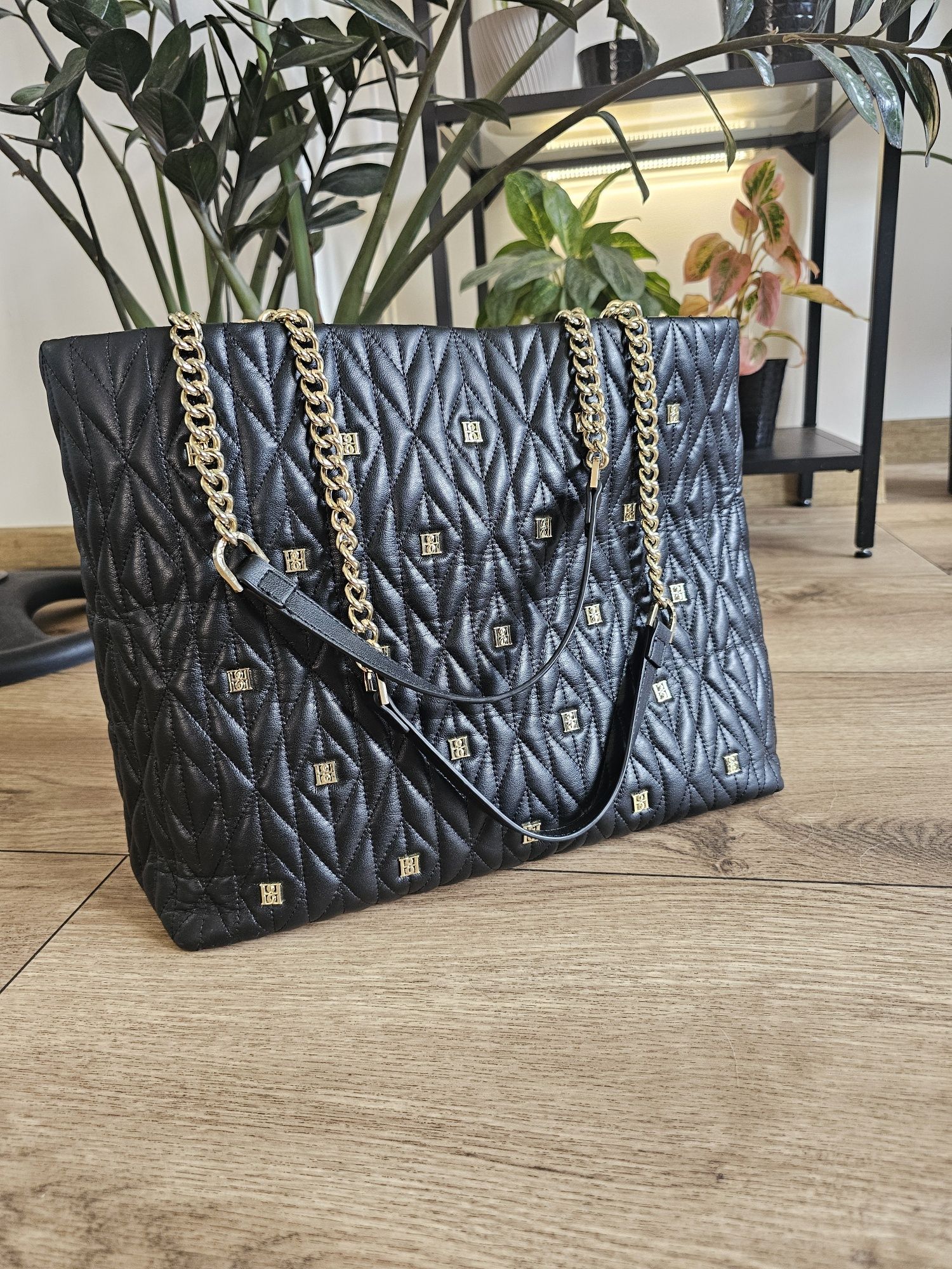 Torebka pikowana Badura shopper czarna