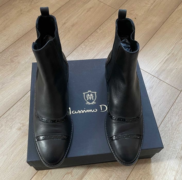 Botki Massimo Dutti czarne skóra chelsea komplet pudełko worek 299zł