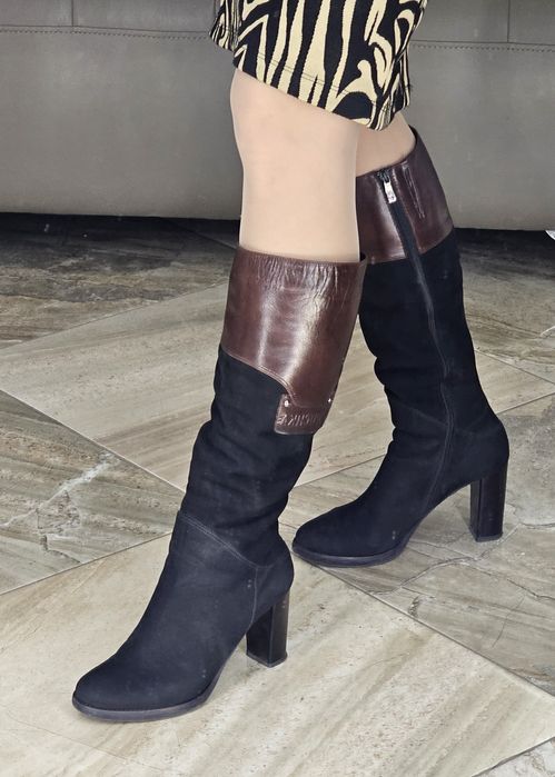 Сапоги чоботи замш хутро шкіра  Італія 40р.