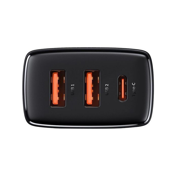 Baseus szybka ładowarka sieciowa 2x USB / USB C 30W 3A PD QC czarny