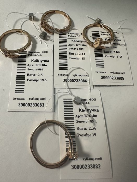 Каблучка гвіздок від 2.3г - золото 585 проба