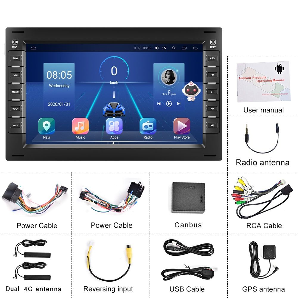 Autoradio android 10 2din 4/64GB Volkswagen SEAT Skoda Carplay GPS