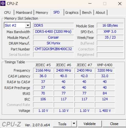 Corsair dominator platinum 16x2 (32gb) 6400 mhz DDR5