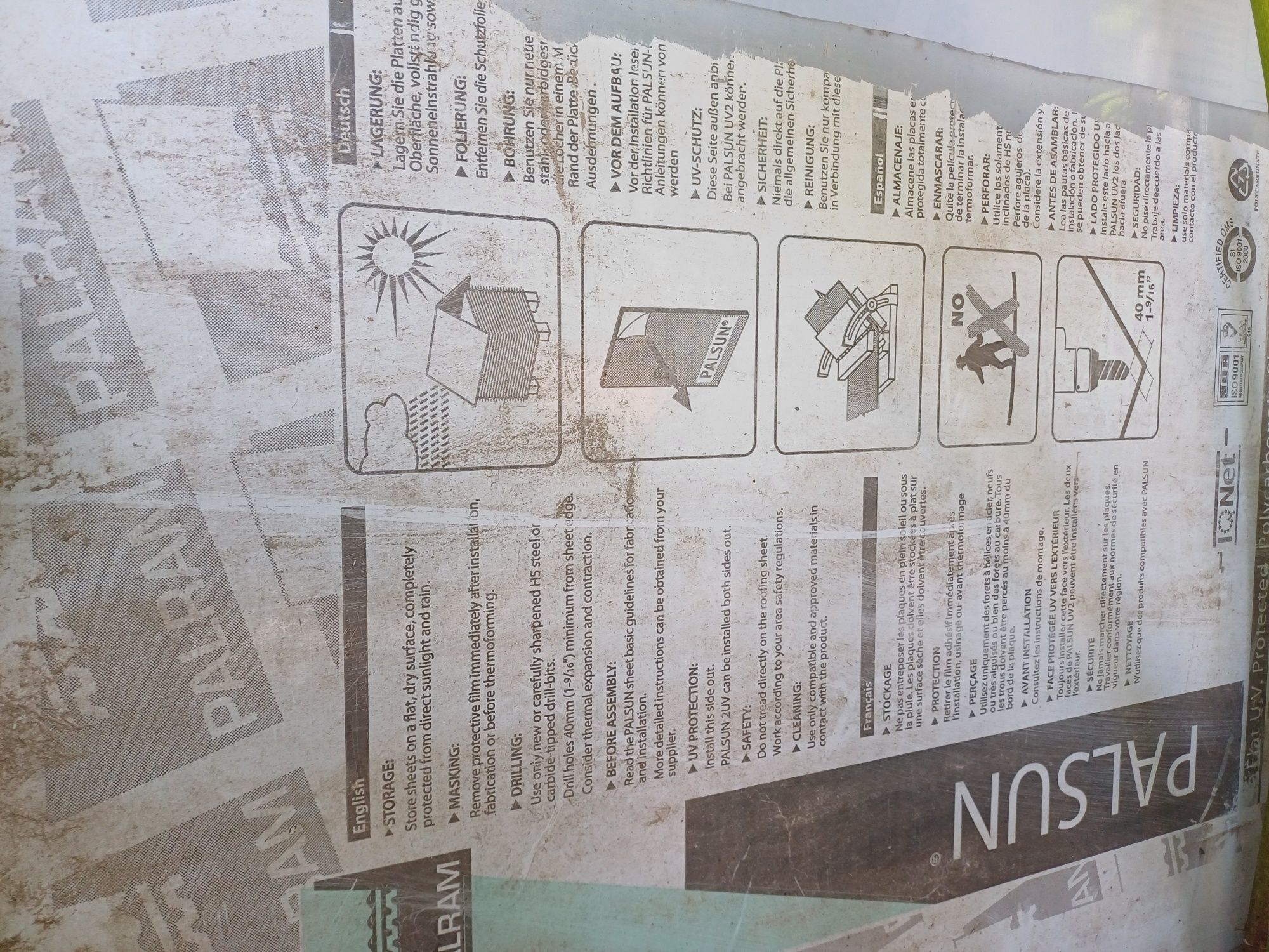 Placa de policarbonato e porta/resguardo de banheira em vidro