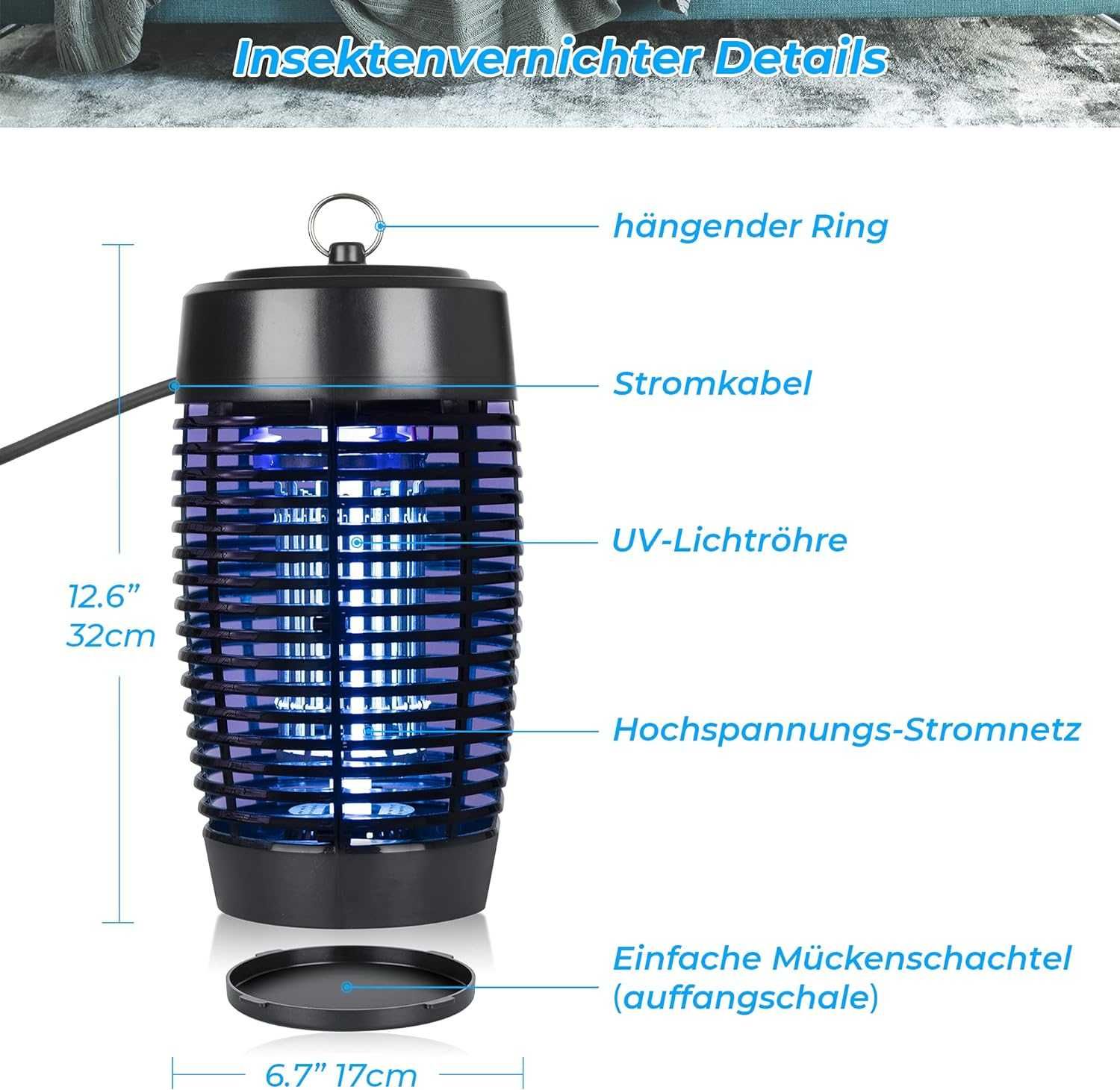 Zewnętrzna lampa antykomarowa 20W UV skuteczna