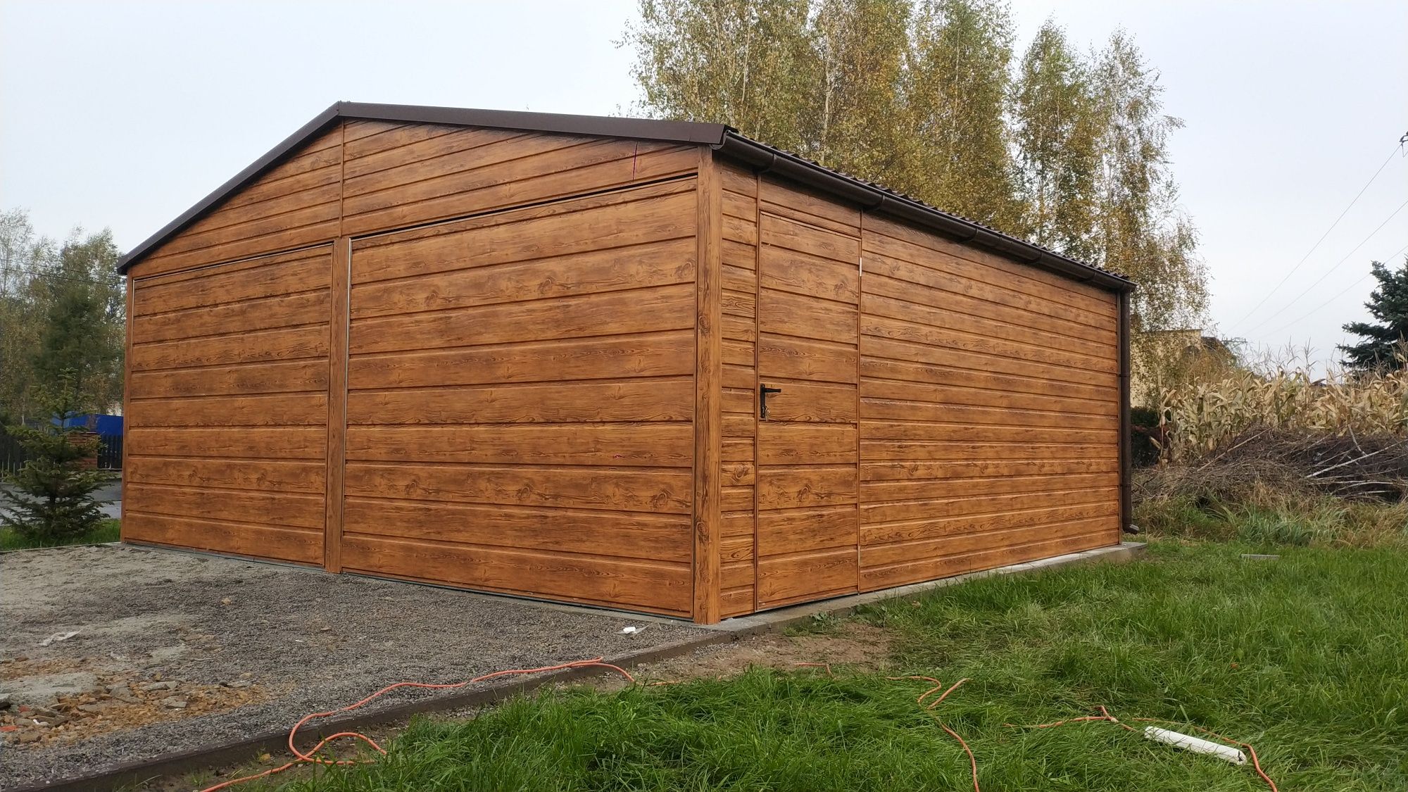 Nowoczesny Garaż  6x5.8 6x6 6x5 7x6 Złoty Dąb Orzech