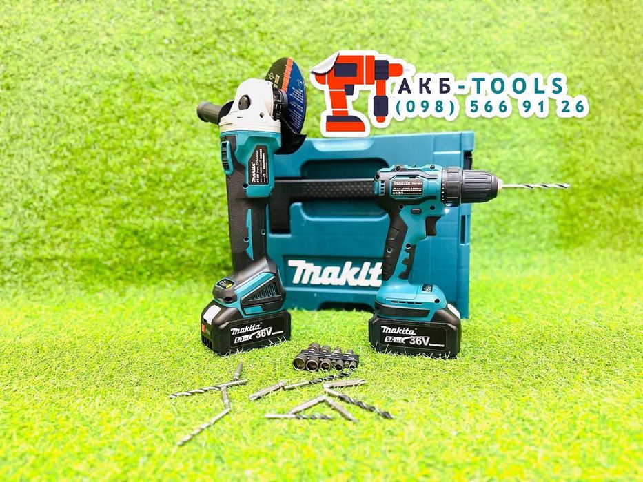 Акумуляторний Набiр Makita 2/1 Болгарка DGA 504 + Шуруповерт DDF484