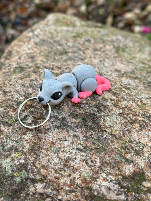 Myszka, mysz 3D przegubowa, brelok – mała kieszonkowa figurka, zabawka