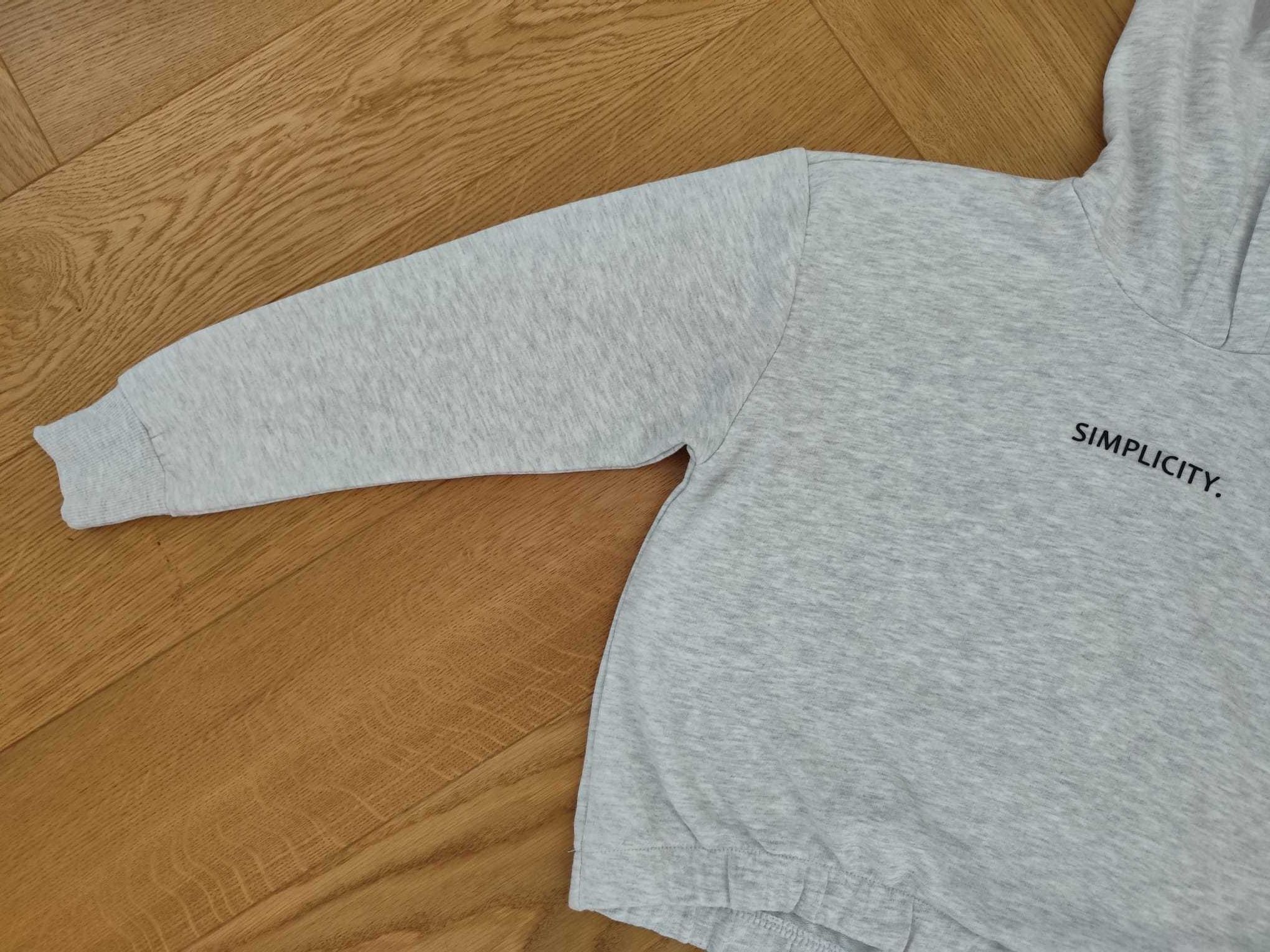 Nowa dziewczęca szara bluza z kapturem 146 152 hoodie