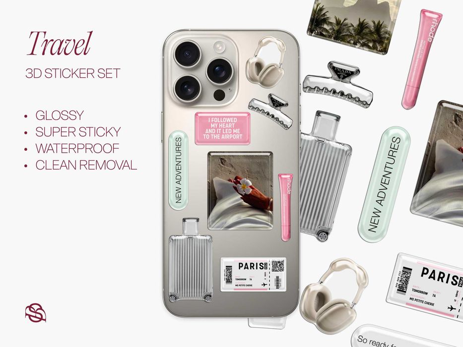 Naklejki 3D – zestaw podróżniczy – laptop / planer / telefon