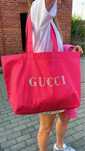 Torba plażowa , zakupowa I feel GUCCI różowa , duza .
