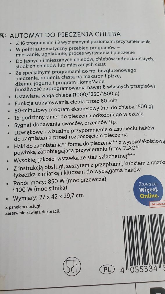 Automat do pieczenia chleba