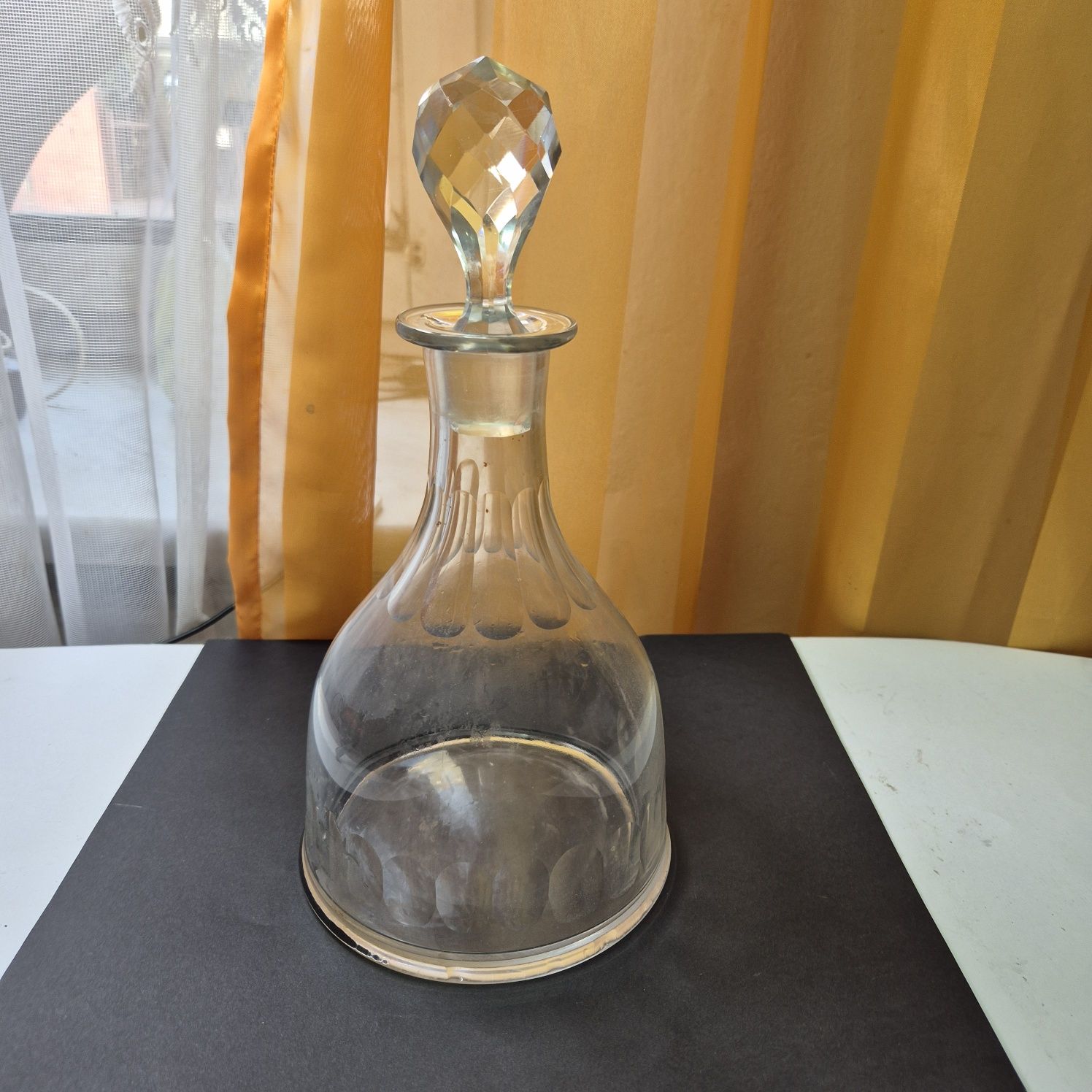 Piękna karafka art deco z kryształowym korkiem vintage z lat 70.